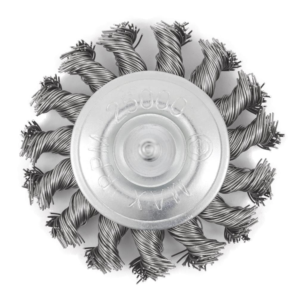 3 x 1/4" Shaft Mounted Stainless Steel Knot Twisted Radial Brush