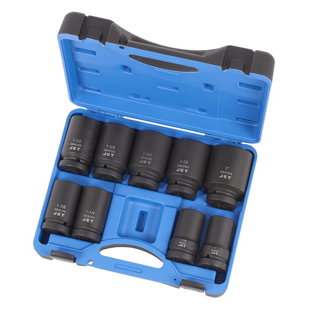 9 PC 1" DR Deep SAE Impact Socket Set - 6 Point