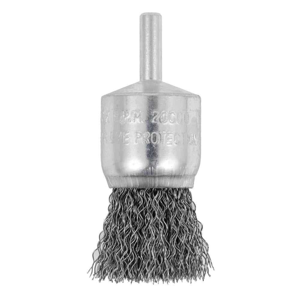 1 x brosse à extrémité sertie montée sur tige de 1/4"