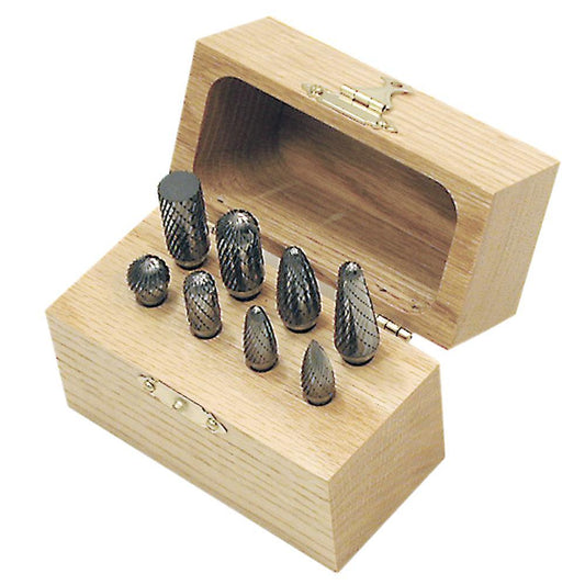 8 PC JET-KUT Carbide Bur Set In Wooden Box