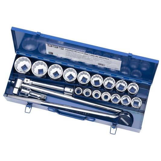 21 PC 3/4" DR SAE Socket Wrench Set - 12 Point, Metal Case