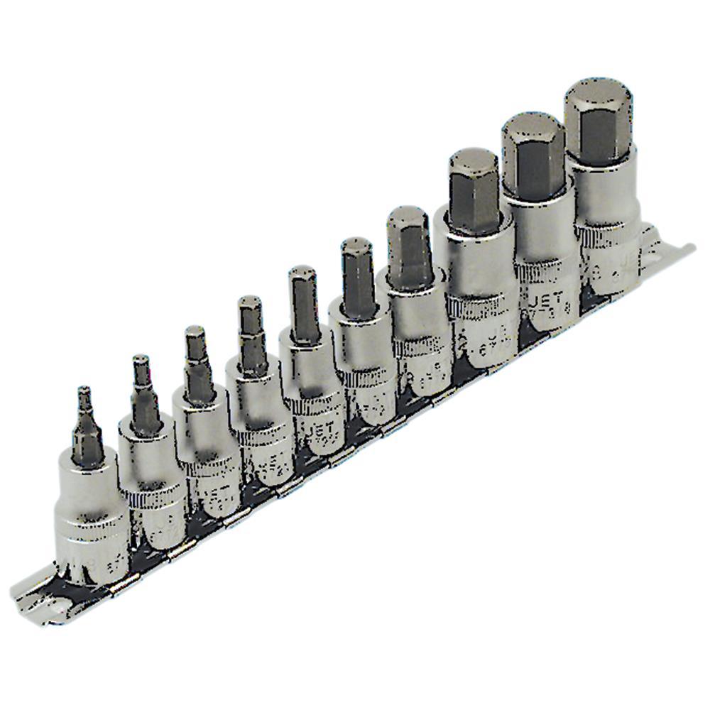 10 PC 3/8" & 1/2" DR SAE Hex Bit Socket Set