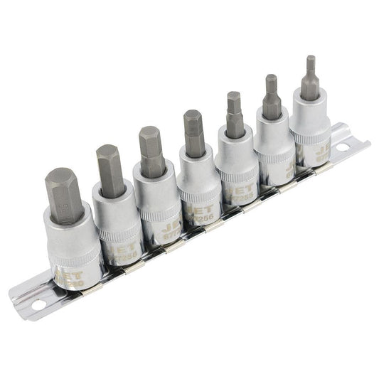 7 PC 3/8" DR Metric 2" Long Hex Bit Socket Set