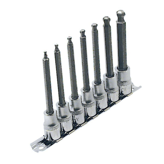 Jeu de 7 douilles à tête sphérique longue 3/8" DR SAE 4"