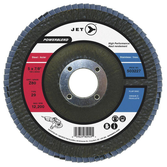 5 x 7/8" Z120 POWERBLEND T29 Zirconia Flap Discs