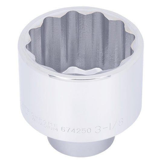 1" DR x 3-1/8" Regular Chrome Socket - 12 Point