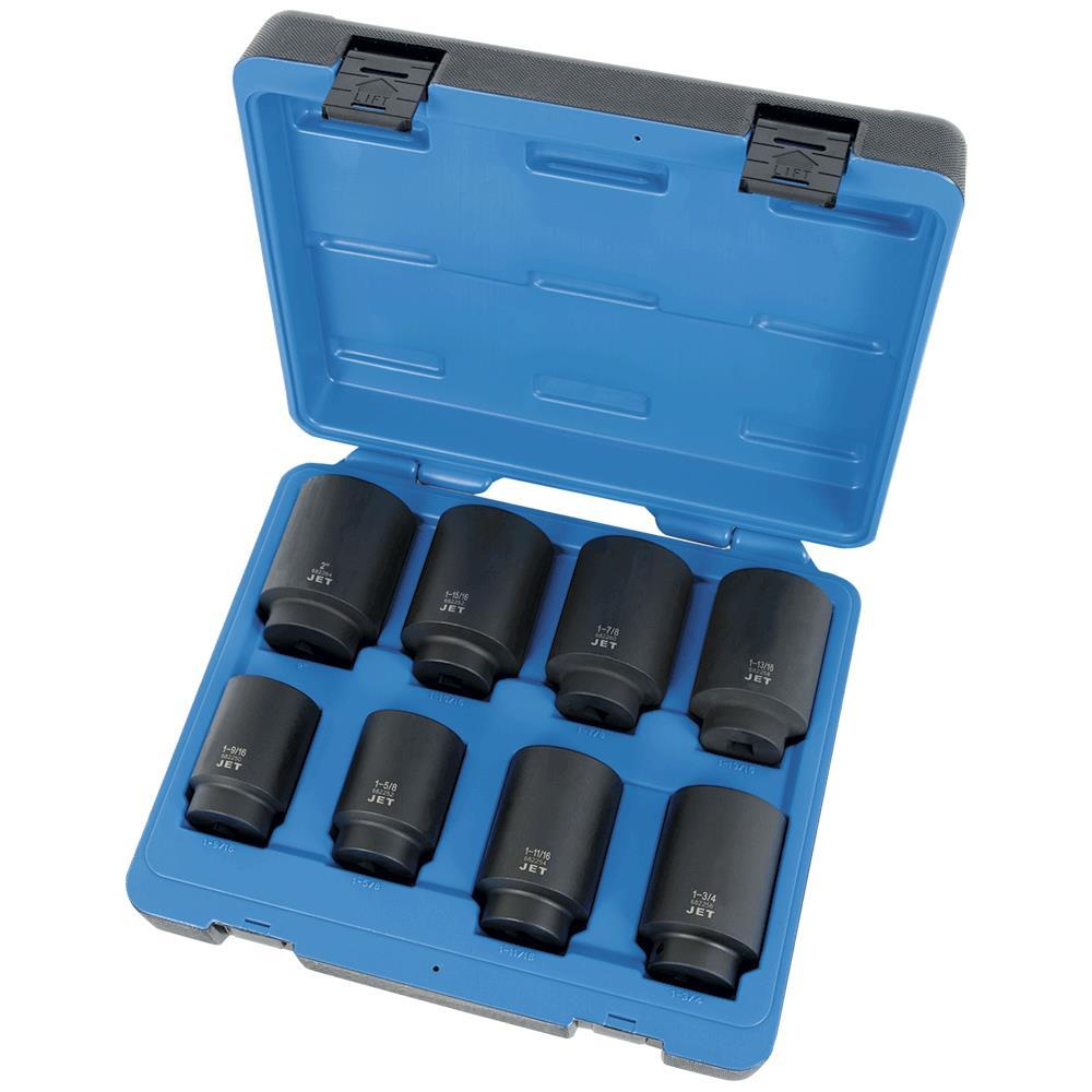 8 PC 1/2" DR Deep SAE Impact Socket Set - 6 Point