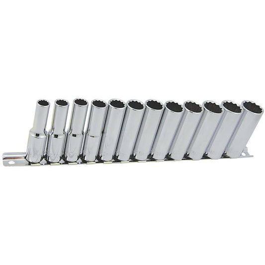 Jeu de 12 douilles métriques profondes 3/8" DR - 12 pans