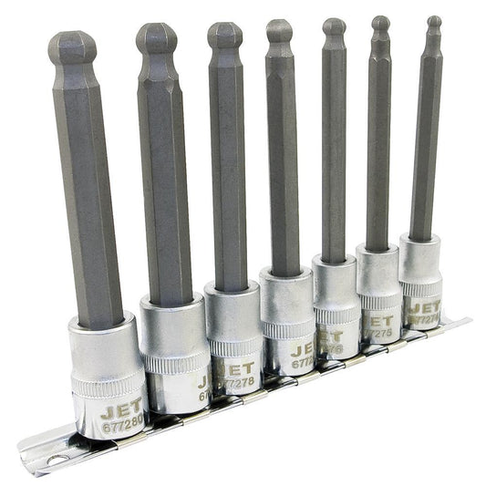Jeu de 7 douilles à tête sphérique métriques 3/8" DR 4" longues