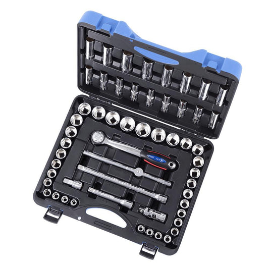 55 PC 1/2" DR SAE/Metric Socket Wrench Set - 6 Point