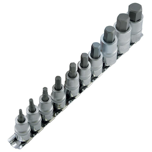 10 PC 3/8" & 1/2" DR Metric Hex Bit Socket Set