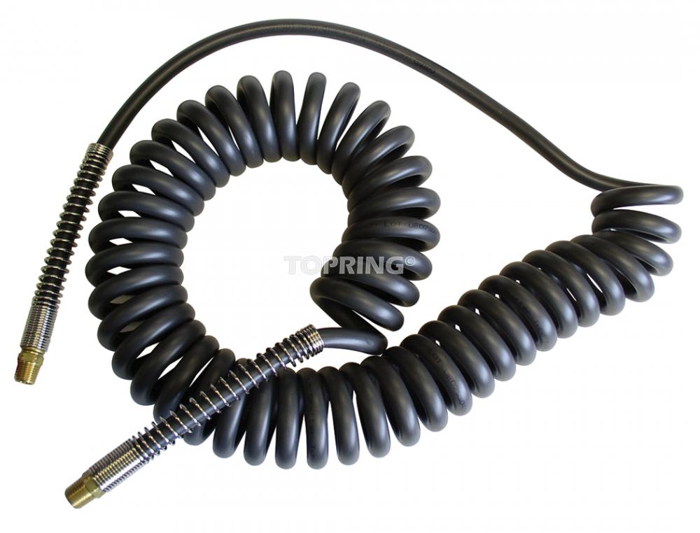 Polymer Coiled Hose 1/4 I.D. 25 Feet, Sparkcoil Model with Swivel Fittings