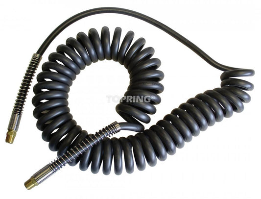 Polymer Coiled Hose 1/4 I.D. 25 Feet, Sparkcoil Model with Swivel Fittings