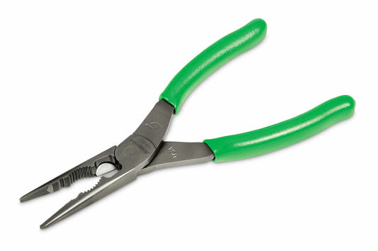 Pince à bec long de 8 po avec coupe-fil et attache latérale (verte)