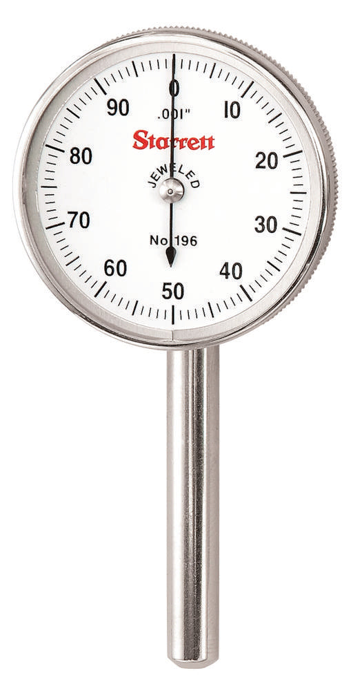 Indicateur à cadran à piston arrière .200" Plage 0-100 Cadran .001" Graduations 3 points de contact et adaptateur