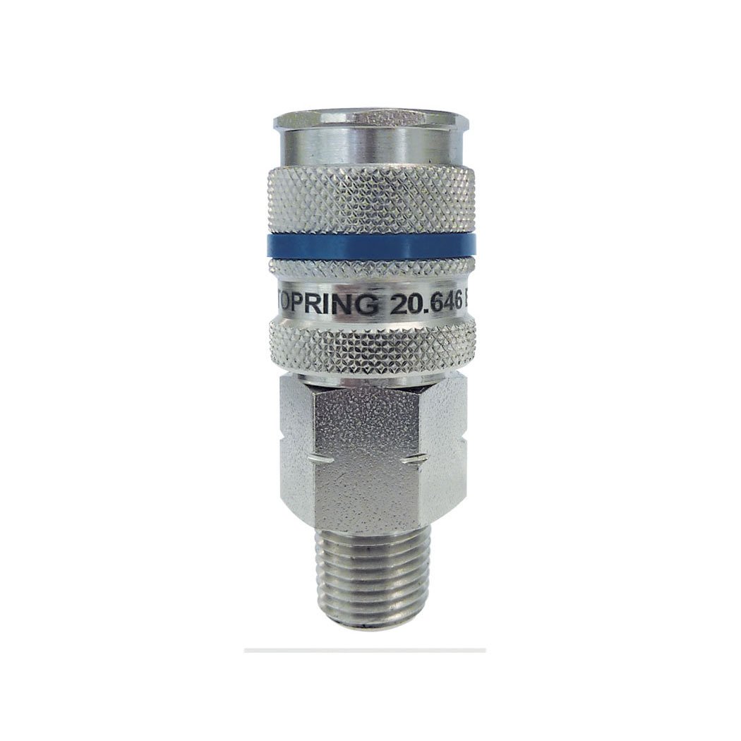 1/4 Industrial Steel Quick Coupler 1/4 (M) NPT, Quiksilver Model (20.646C)