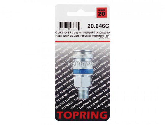 1/4 Industrial Steel Quick Coupler 1/4 (M) NPT, Quiksilver Model (20.646C)
