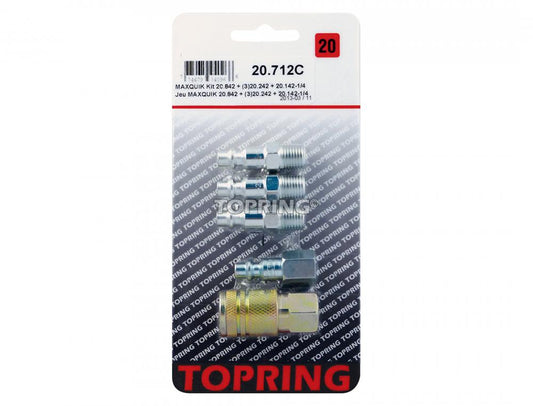 Ensemble industriel 1/4 avec raccord rapide en acier 1/4 (F) NPT et 4 connecteurs