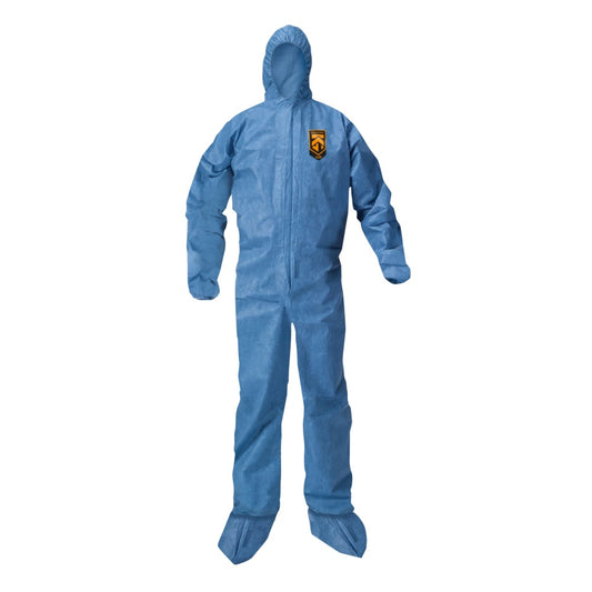 KleenGuard™ A20 Breathable Particle Protection Coveralls (58512), Zipper Front, Elastic Back, Wrists, Ankles & Hood, Blue, Reflex Design, Medium (24/CS)