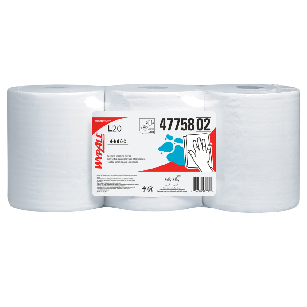 Rouleau chiffons de nettoyage Wypall  General Clean L20, 550un/rol, 3rol/cs