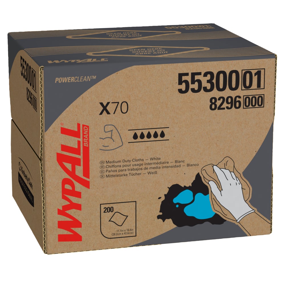 WypAll® Power Clean X70 Medium Duty Cloths, 200/cs