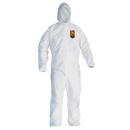 KleenGuard™ A20 Breathable Particle Protection Coveralls (49116), Zipper Front, Elastic Back, Wrists, Ankles & Hood, White, Reflex Design, 3XL (Qty 20)