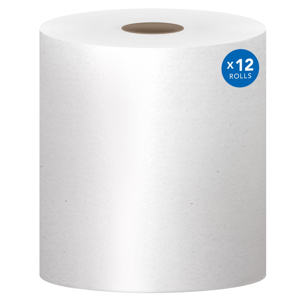 Scott® Essential Essuie-Mains en Rouleau Universels (02068), avec Absorbency Pockets™, Noyau de 1,5", Blanc, (400'/Rouleau, 12 Rouleaux/Carton, 4 800'/Carton)
