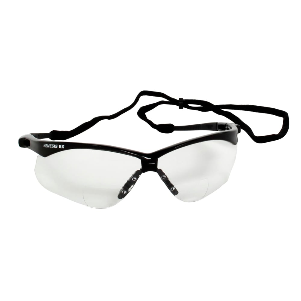 KleenGuard™ Nemesis™ Readers Safety Glasses (28627), Clear Lenses with +2.5 Diopters, Clear Frame, Unisex for Men and Women (Qty 6)