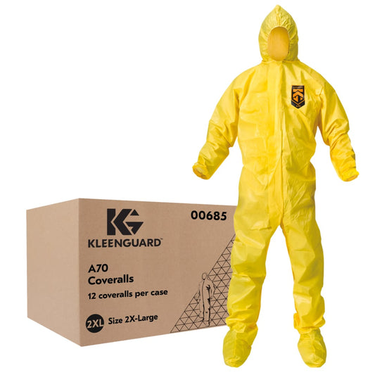 KleenGuard™ A60 Coveralls, 3X-Large, Blue, Bloodborne Pathogen & Chemical Splash Protection coveralls with hood, 20/CS