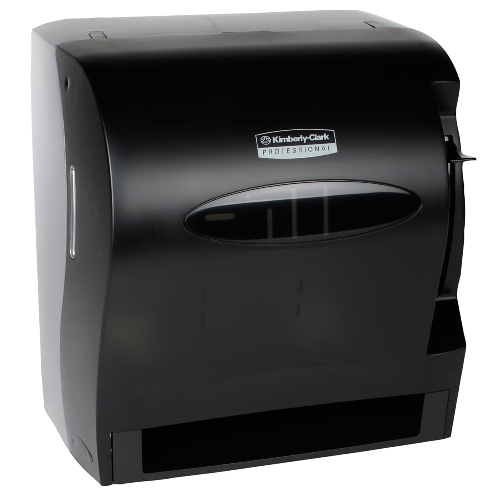 Kimberly-Clark Professional™ LEV-R-Matic 09765 Distributeur manuel de serviettes en rouleau dur, noir, pour serviettes en rouleau de 3,8 cm, 33,8 x 34,3 x 24,9 cm