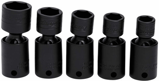 5 pc 3/8" Drive 6-Point SAE Flank Drive® Shallow Impact Swivel Socket Set (7/16-3/4")