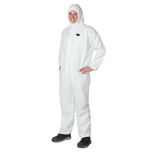 Disposable Coverall, Antistatic, Microporous, White, SZ: L