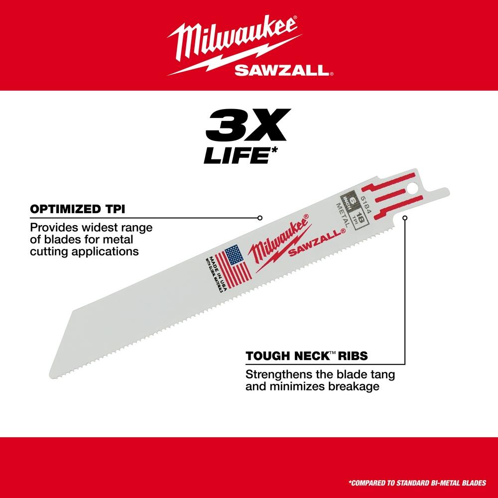 6" 24 TPI SAWZALL® Blades, 100/bx