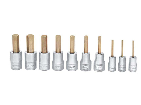 10 pc Combination Drive Metric Standard Hex Bit Socket Set (2-10 mm)