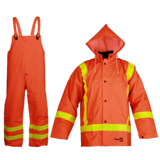 Viking Handyman® 3 Piece Flame Resistant Suit, Orange, 0.35mm FR-treated PVC/polyester/PVC, XXL