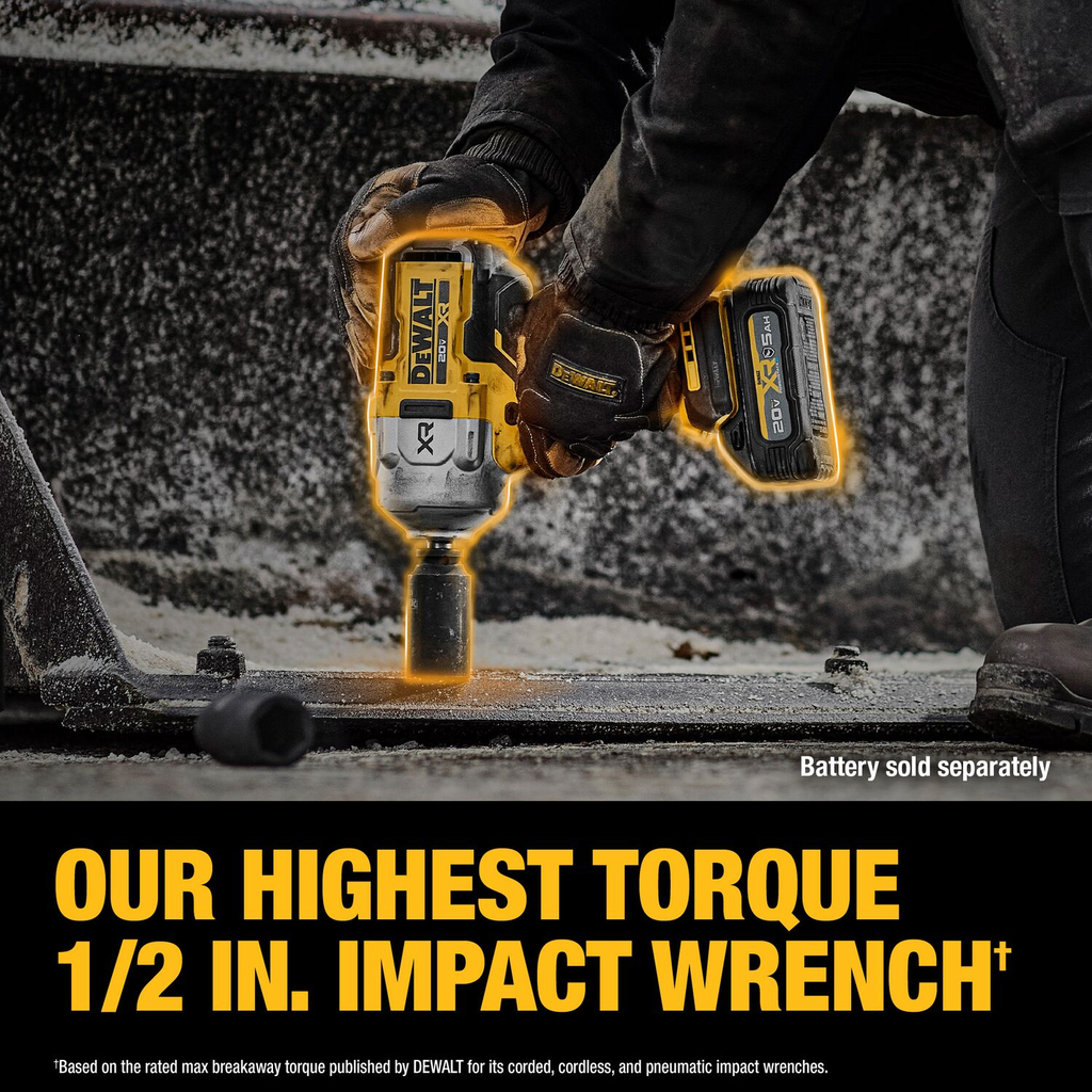 DEWALT 20V MAX* XR Brushless Cordless 1/2 In. High Torque Impact Wrench With Hog Ring Anvil (Tool Only)