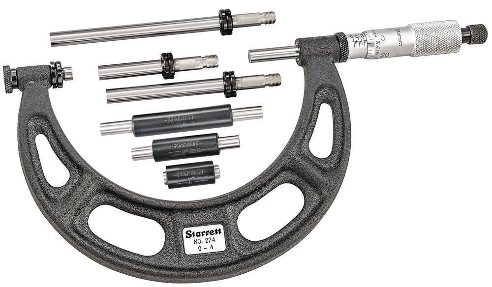 Micromètre à enclume interchangeable, graduation 0-4" .001"