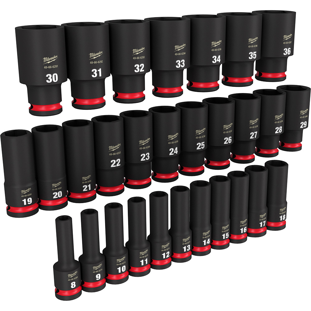 29PC SHOCKWAVE™ Impact Duty 1/2" Drive Metric Deep 6 Point Socket Set
