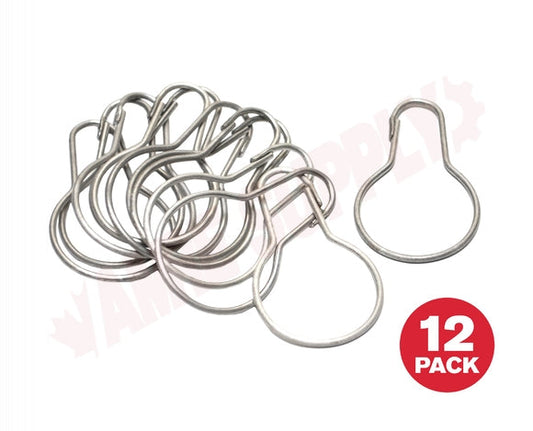 Stainless Steel Shower Curtain Hooks, 12/Pack