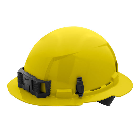 Yellow Full Brim Hard Hat White/4pt Ratcheting Suspension - Type 1, Class e, 5/PK