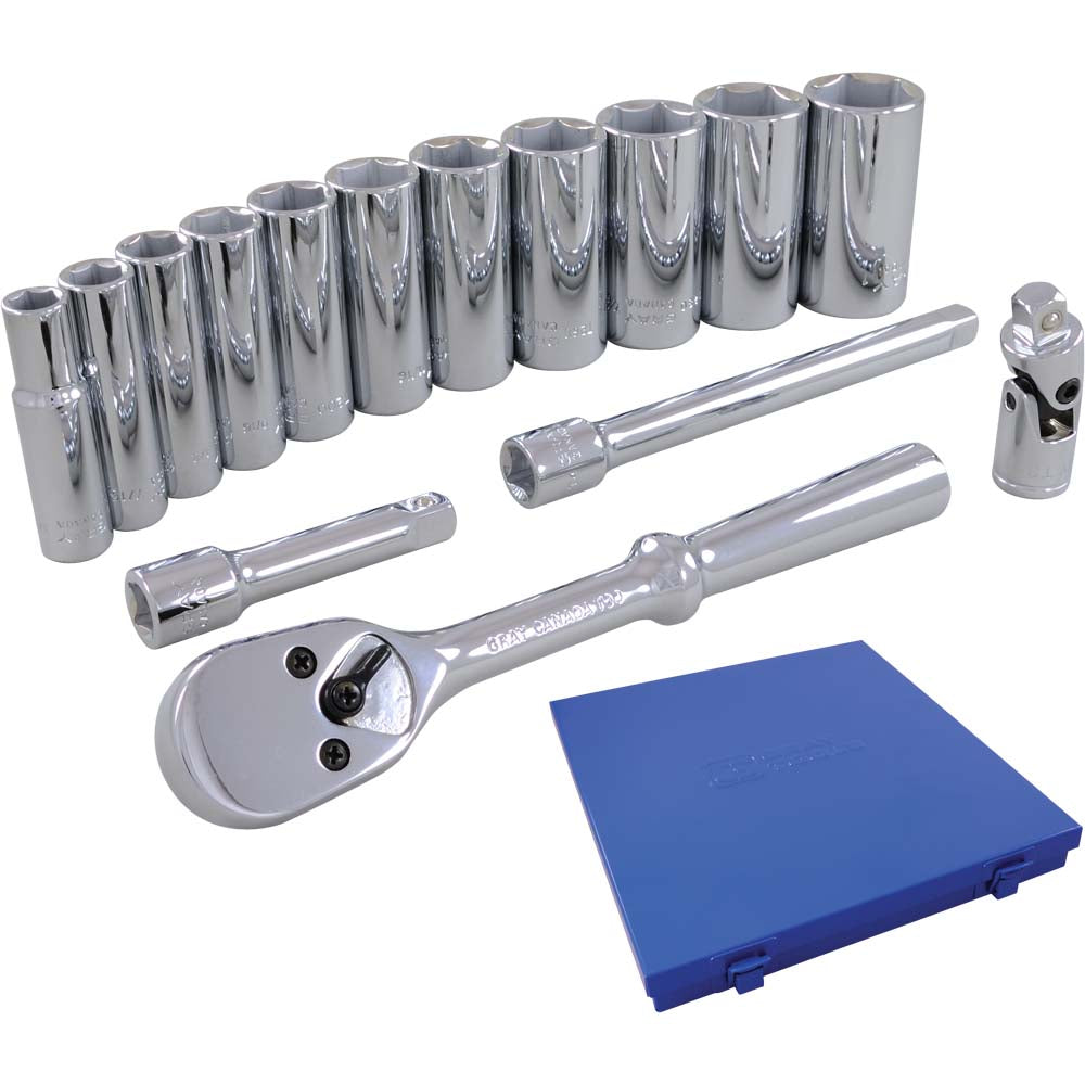 Socket Set - 3/8" Drive 6-Point 15 Pieces
