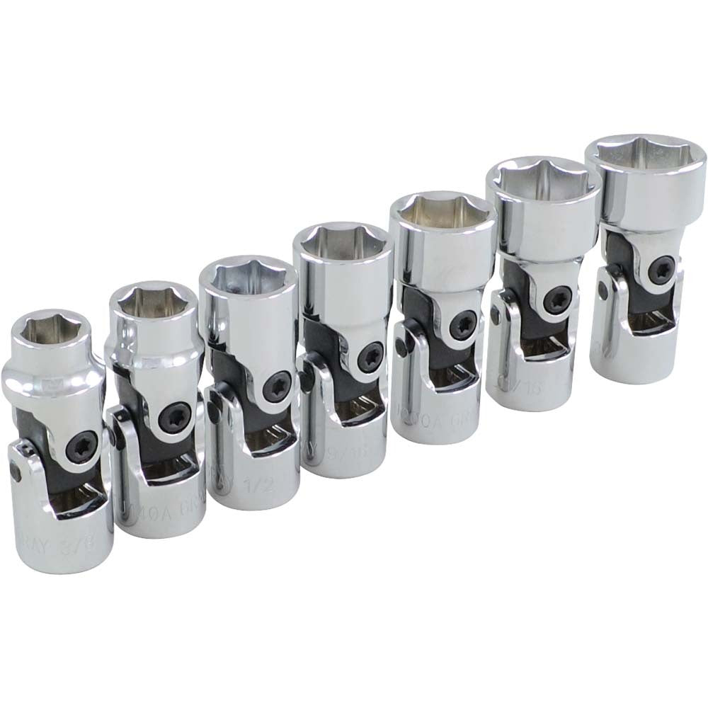 U-Joint Set - 3/8" Drive, 6 Point, 7 Pieces, Regular