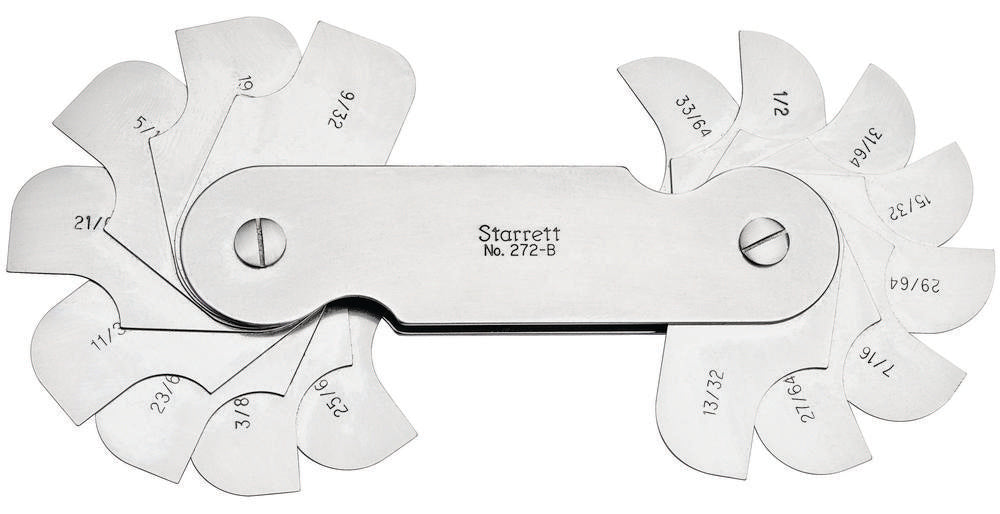 Fillet or Radius Gage 16 Leaves 9/32-33/64" Range