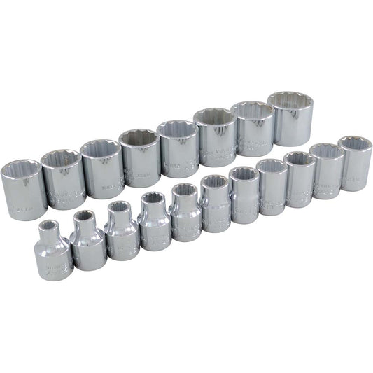 Jeu de douilles métriques standard à 12 pans, entraînement 3/8 po - 19 pièces