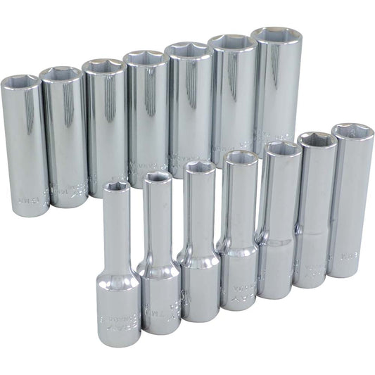 Socket Set Deep Metric - 6-Point, 14 Pieces