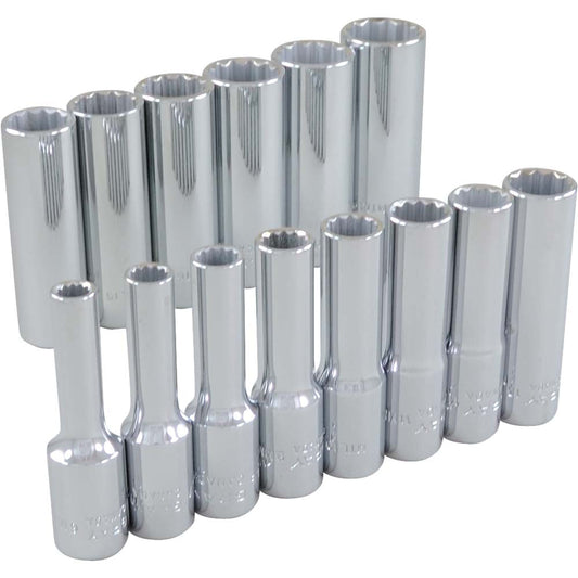 Jeu de douilles profondes - Métrique, 12 pans, 14 pièces