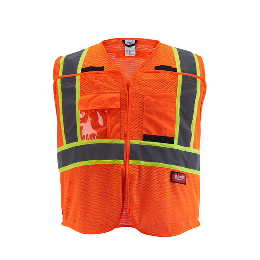 Breakaway High Visibility Orange Mesh Safety Vest, Class 2, CSA- L/XL, 12/PK