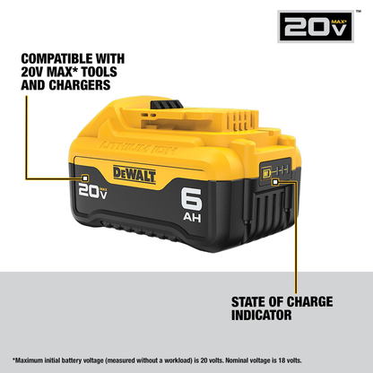 DEWALT 20V MAX* Battery, Premium 6.0Ah Double Pack