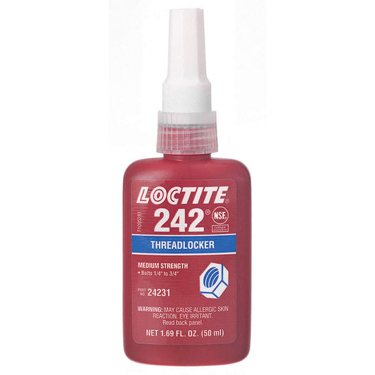 LOCTITE® 242, Medium Strength, Medium Viscosity Thixotropic Threadlocking Adhesive, 50 ml Bottle