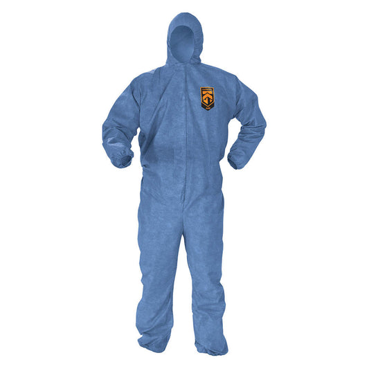 Combinaison ignifuge KleenGuard A60, XL, bleue, protection contre les agents pathogènes transmissibles par le sang et les éclaboussures de produits chimiques avec capuche, 24/CS